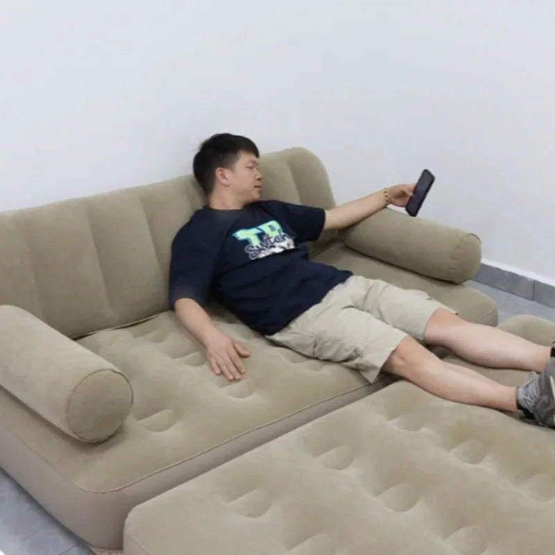 Folding Inflatable Sofa Bed – Thickened, Portable &amp; Comfortable Manwatstore