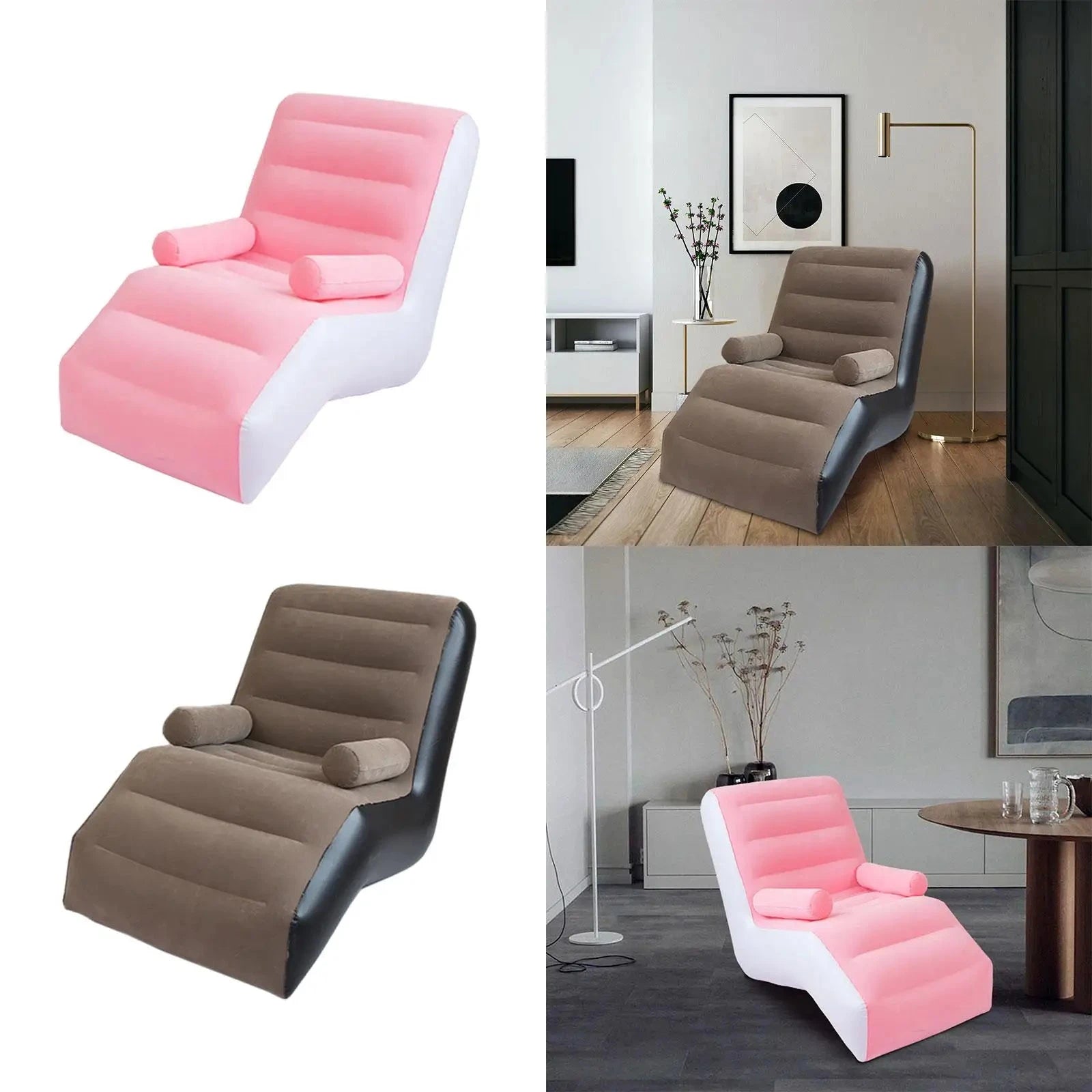 Folding Lazy Sofa with Armrests PVC Soft Folds Compactly Inflatable Sofa for Garden Leisure Gaming Lunch Break Indoor Outdoor Manwatstore