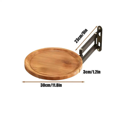 Folding Wall Table For Bed Retractable Wall-Mounted Desk Small Round Desk Wall Mounted tray Rotatable Bedside Storage Holder Manwatstore