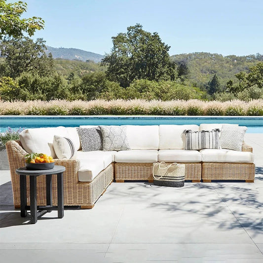 Garden Rattan Sofa Set Outdoor Furniture Lounge Chaise And Loveseat Set Wicker Rattan Outdoor Sofa Set Patio Weaving Furniture Manwatstore