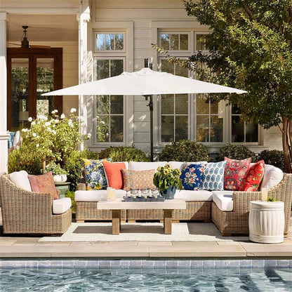 Garden Rattan Sofa Set Outdoor Furniture Lounge Chaise And Loveseat Set Wicker Rattan Outdoor Sofa Set Patio Weaving Furniture Manwatstore