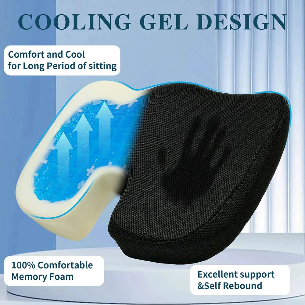 Gel-Enhanced Memory Foam Office Chair Cushion – Long-Lasting Comfort &amp; Support Manwatstore