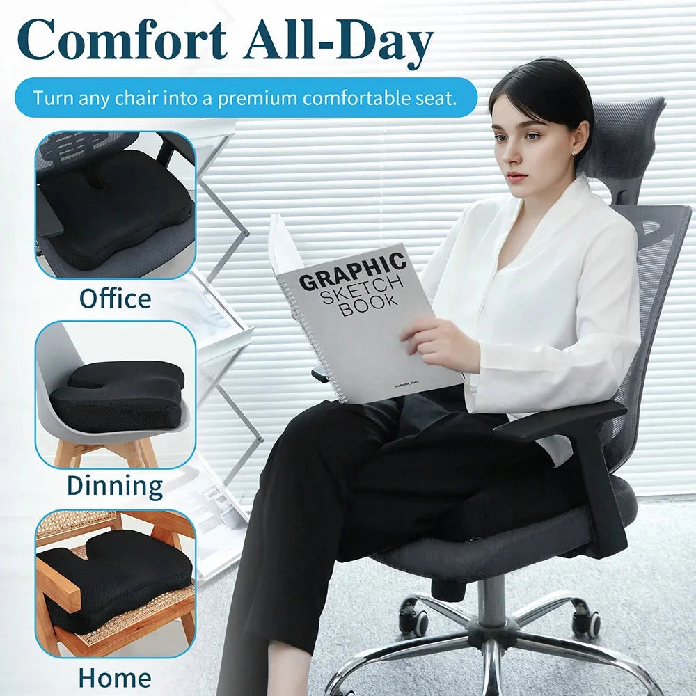 Gel-Enhanced Memory Foam Office Chair Cushion – Long-Lasting Comfort &amp; Support Manwatstore