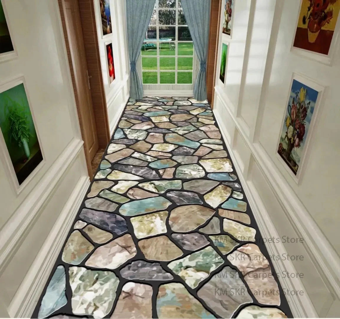 Geometric Long Hallway Runner Rug – Living Room &amp; Kitchen Aisle Mat Manwatstore