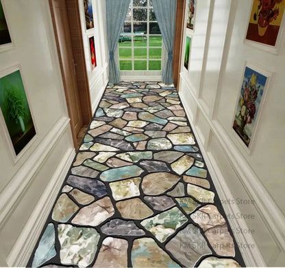 Geometric Long Hallway Runner Rug – Living Room &amp; Kitchen Aisle Mat Manwatstore