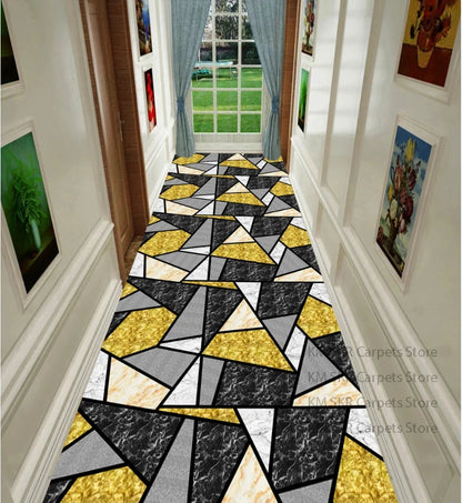 Geometric Long Hallway Runner Rug – Living Room &amp; Kitchen Aisle Mat Manwatstore