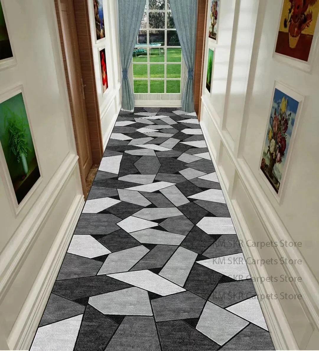 Geometric Long Hallway Runner Rug – Living Room &amp; Kitchen Aisle Mat Manwatstore