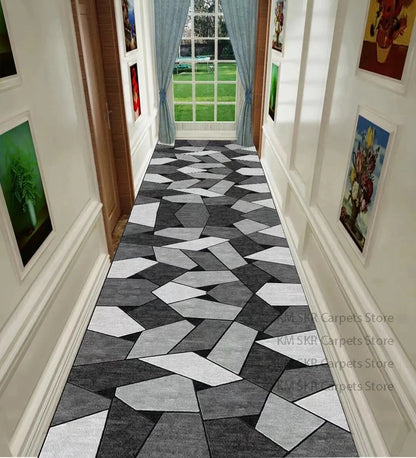 Geometric Long Hallway Runner Rug – Living Room &amp; Kitchen Aisle Mat Manwatstore