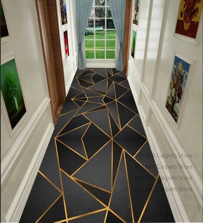 Geometric Long Hallway Runner Rug – Living Room &amp; Kitchen Aisle Mat Manwatstore