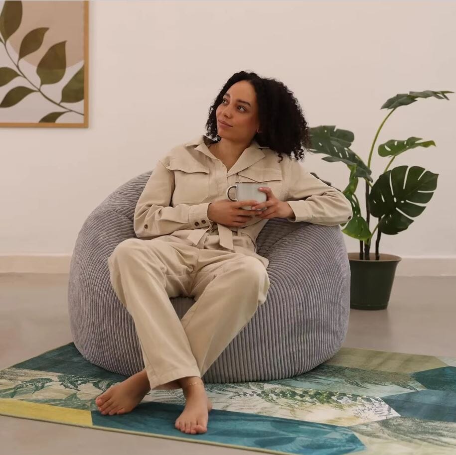 Giant Rope Adult Bean Bag Chair - Comfortable Corduroy Lounge Chair for All Ages | UK Bean Bag Chair Manwatstore