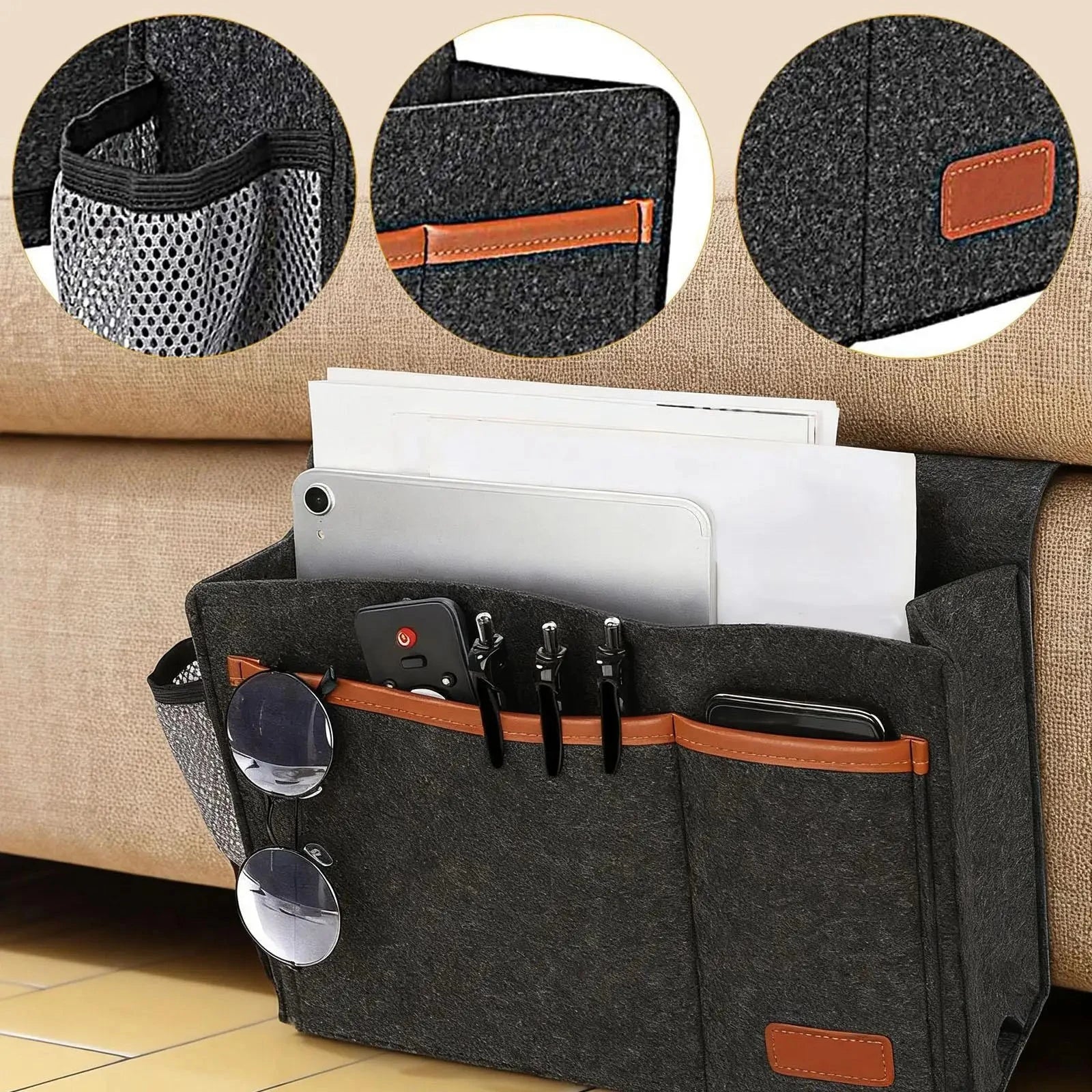 Hanging Bedside Bag, Under Mattress Storage Organizer, Bedside Pockets, Thick Manwatstore
