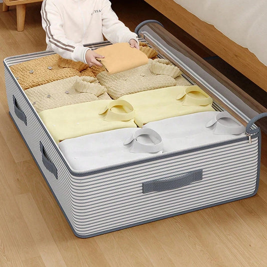 Heavy-duty under-bed storage bag Foldable storage box with large transparent window suitable for closets Dorm bedding clothes Manwatstore