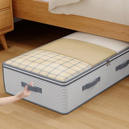 Heavy-duty under-bed storage bag Foldable storage box with large transparent window suitable for closets Dorm bedding clothes Manwatstore