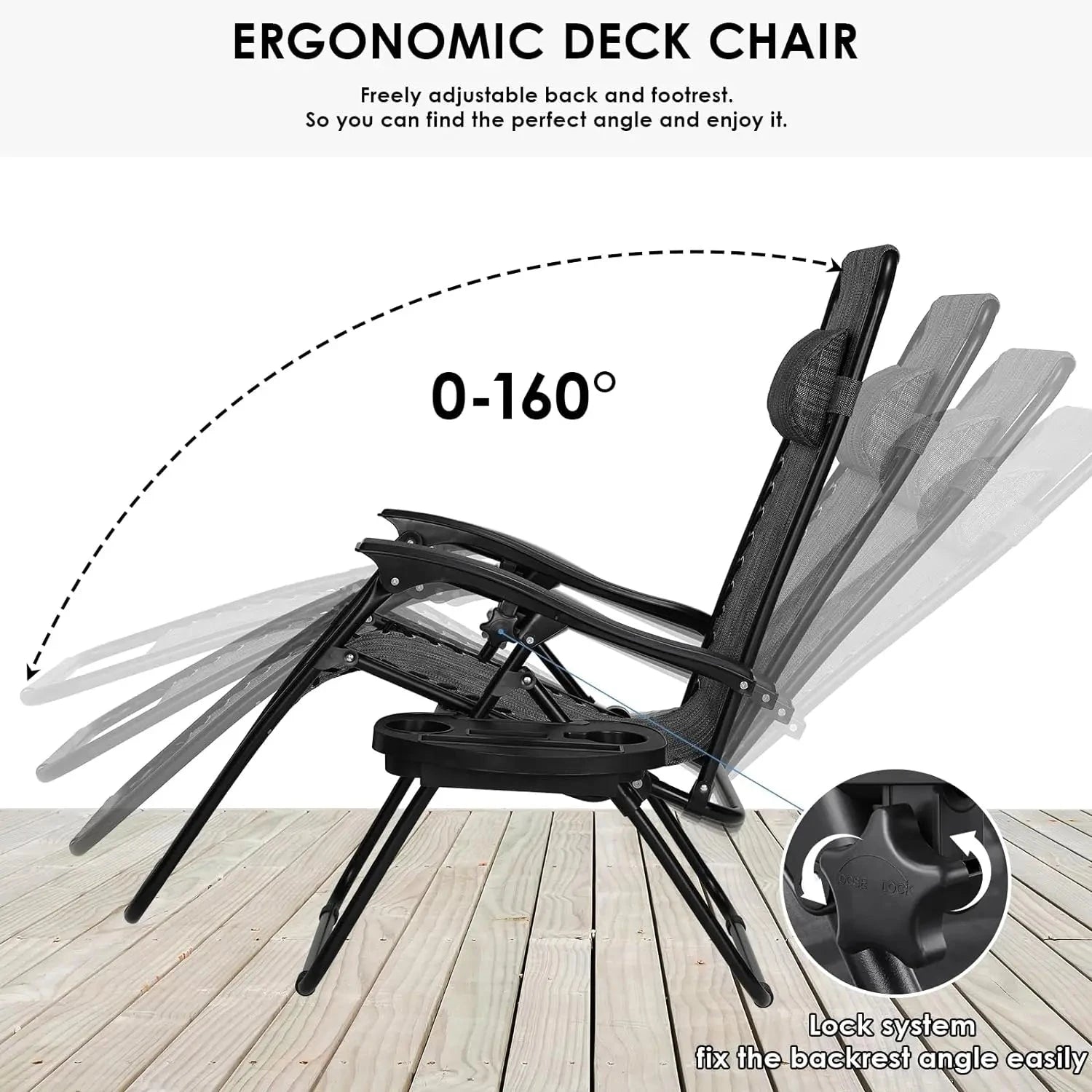 Homfa Garden Sun Lounger Set with Table Folding Adjustable Zero Gravity Recliner Chair Seat Indoor/Outdoor Manwatstore