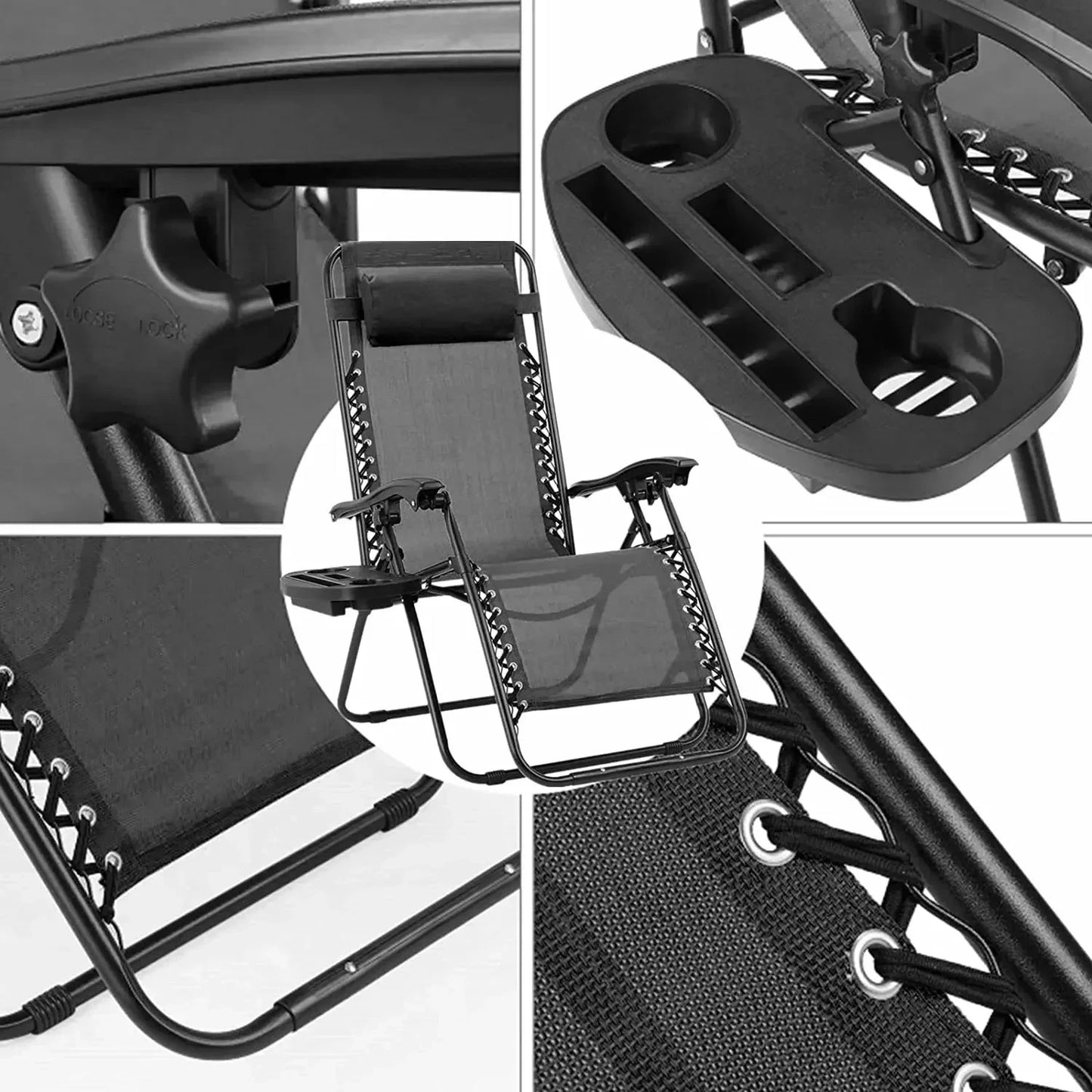 Homfa Garden Sun Lounger Set with Table Folding Adjustable Zero Gravity Recliner Chair Seat Indoor/Outdoor Manwatstore