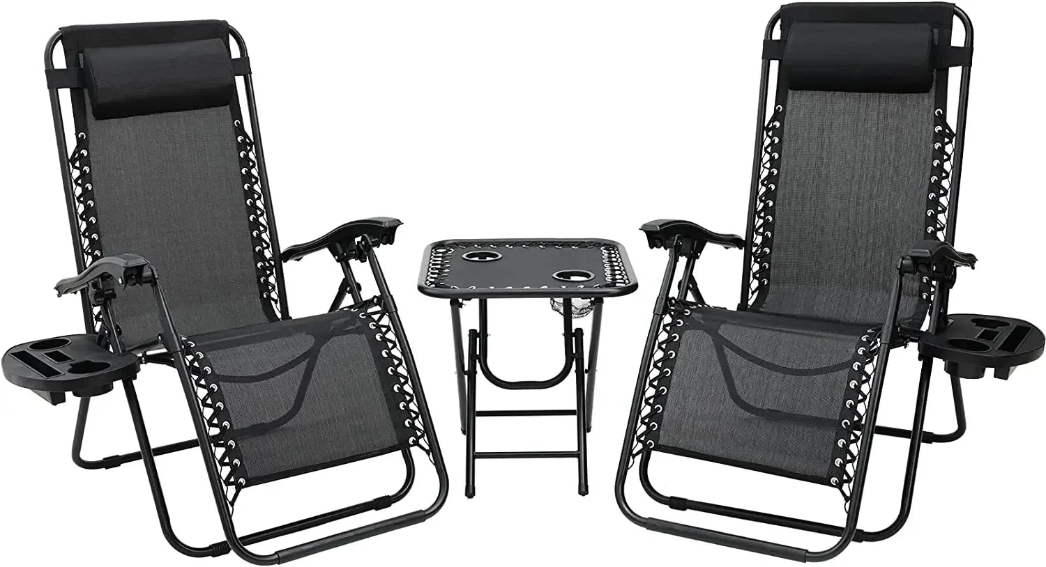 Homfa Garden Sun Lounger Set with Table Folding Adjustable Zero Gravity Recliner Chair Seat Indoor/Outdoor Manwatstore
