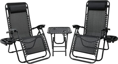 Homfa Garden Sun Lounger Set with Table Folding Adjustable Zero Gravity Recliner Chair Seat Indoor/Outdoor Manwatstore