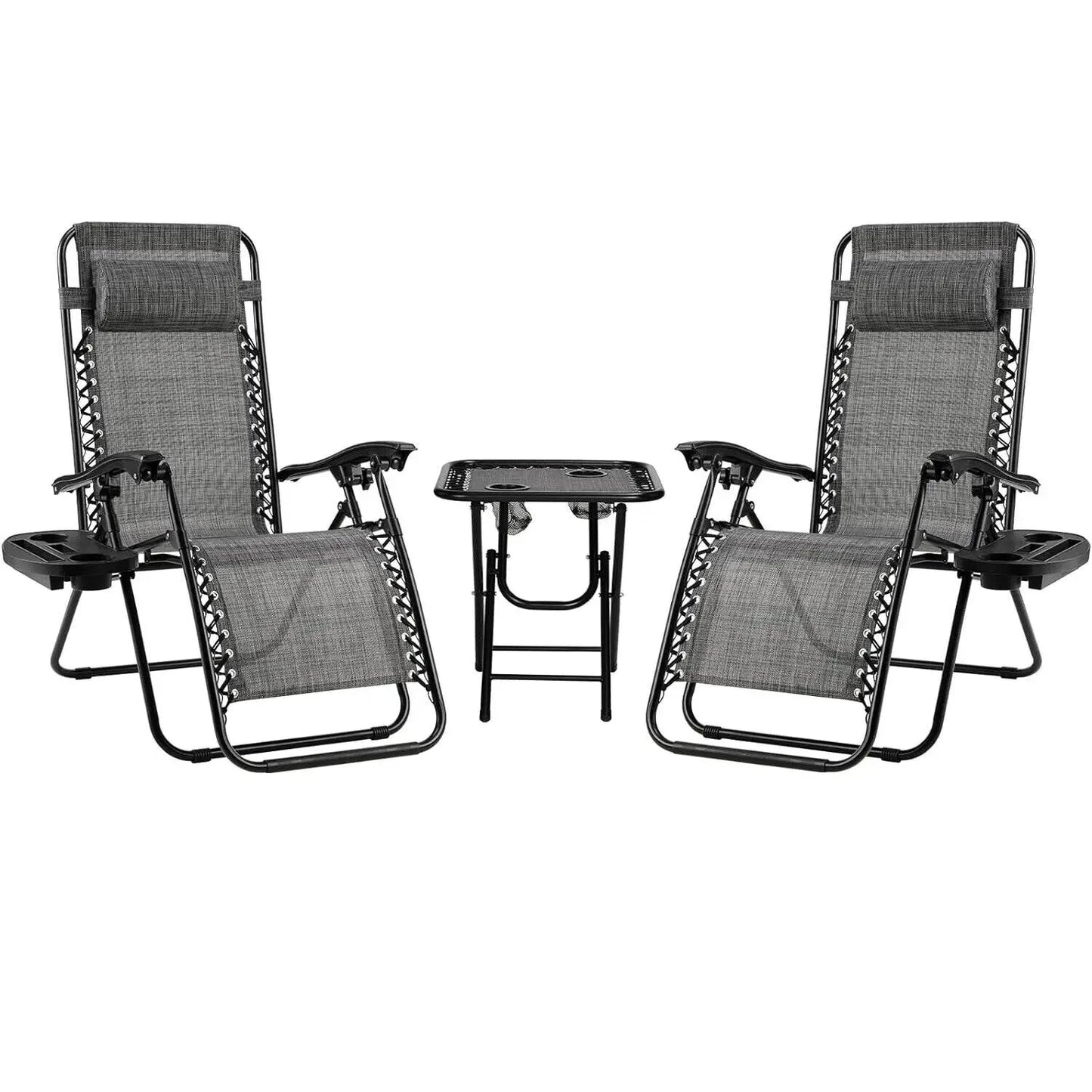Homfa Garden Sun Lounger Set with Table Folding Adjustable Zero Gravity Recliner Chair Seat Indoor/Outdoor Manwatstore