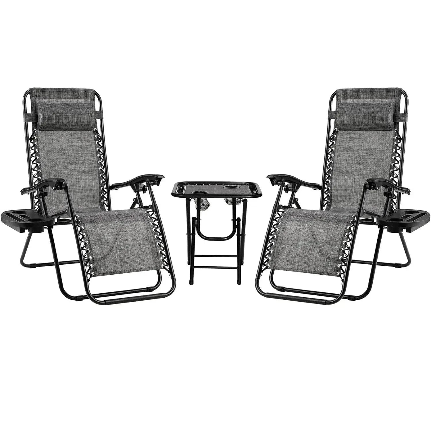 Homfa Garden Sun Lounger Set with Table Folding Adjustable Zero Gravity Recliner Chair Seat Indoor/Outdoor Manwatstore