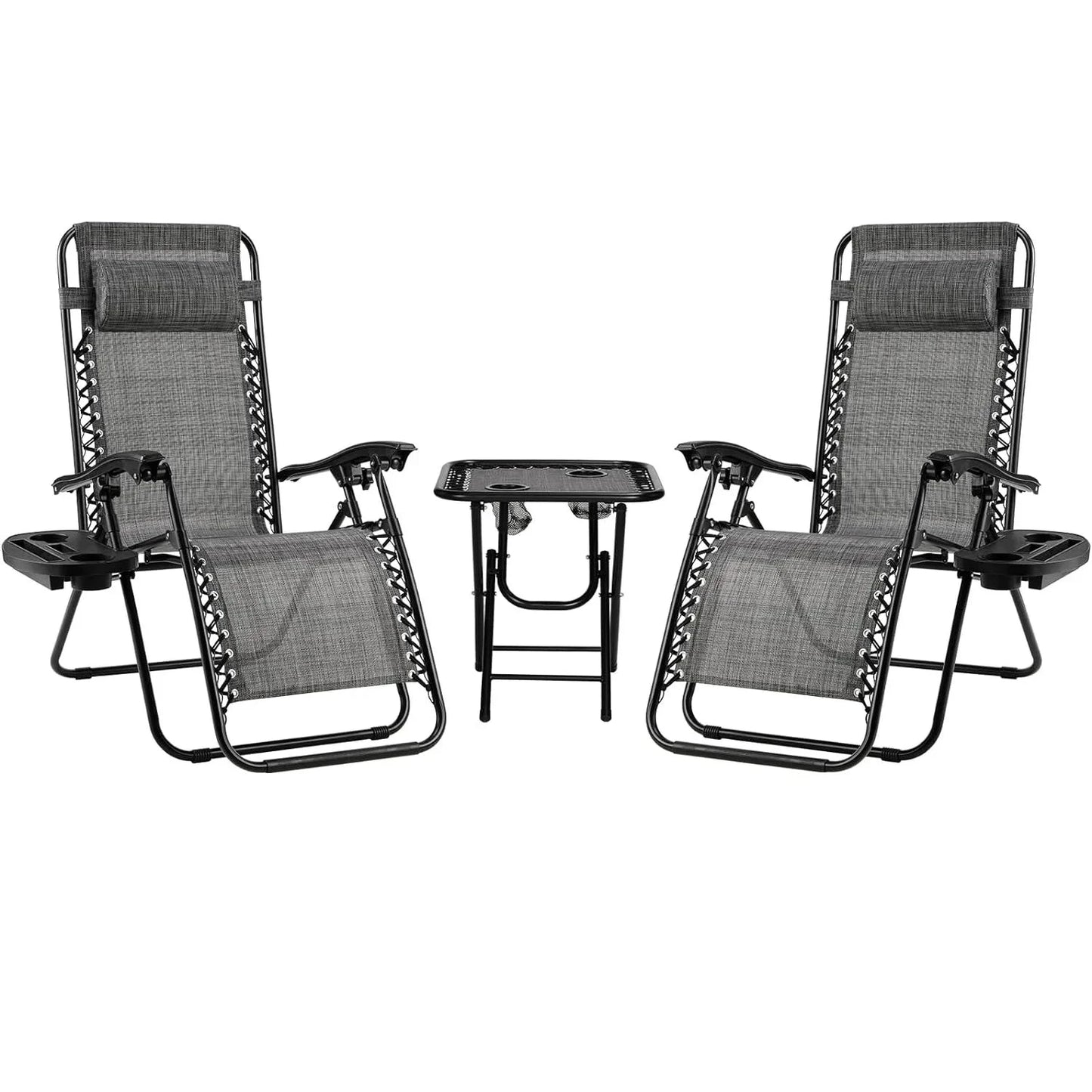 Homfa Garden Sun Lounger Set with Table Folding Adjustable Zero Gravity Recliner Chair Seat Indoor/Outdoor Manwatstore