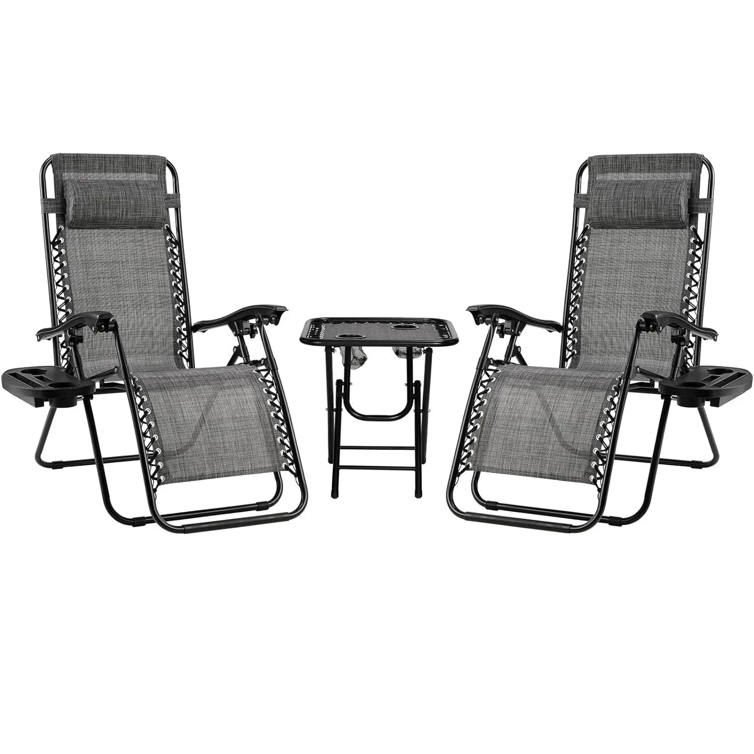 Homfa Garden Sun Lounger Set with Table Folding Adjustable Zero Gravity Recliner Chair Seat Indoor/Outdoor Manwatstore