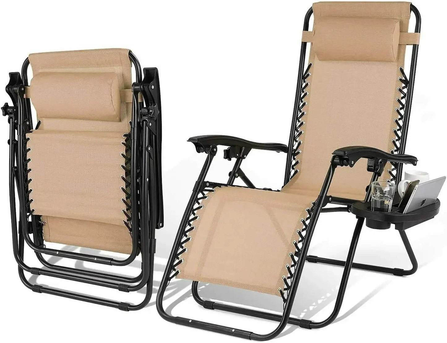 Homfa Garden Sun Lounger Set with Table Folding Adjustable Zero Gravity Recliner Chair Seat Indoor/Outdoor Manwatstore