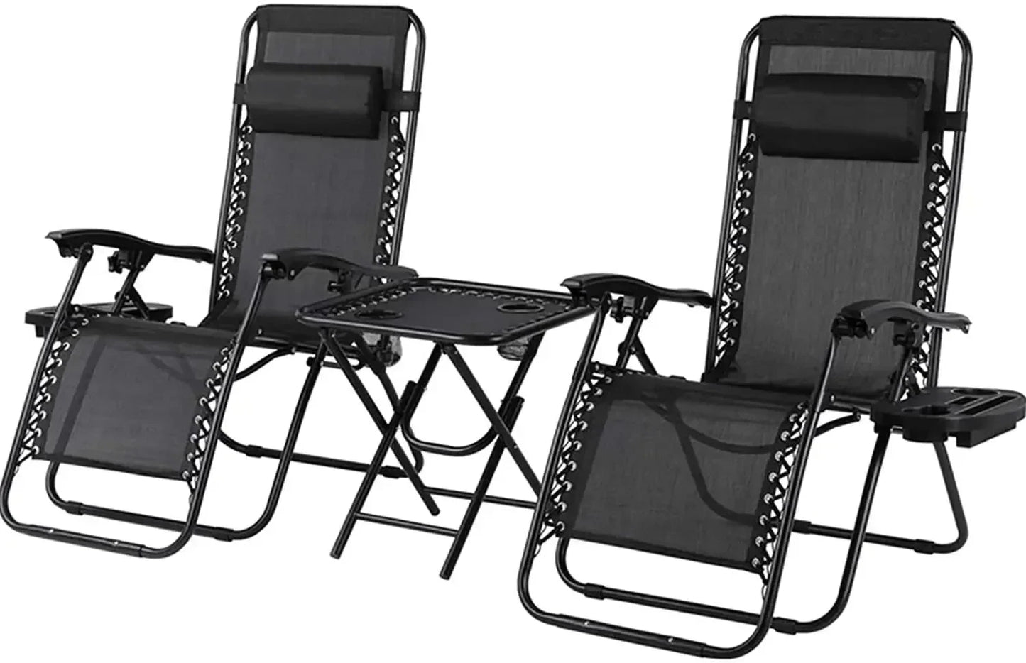 Homfa Garden Sun Lounger Set with Table Folding Adjustable Zero Gravity Recliner Chair Seat Indoor/Outdoor Manwatstore