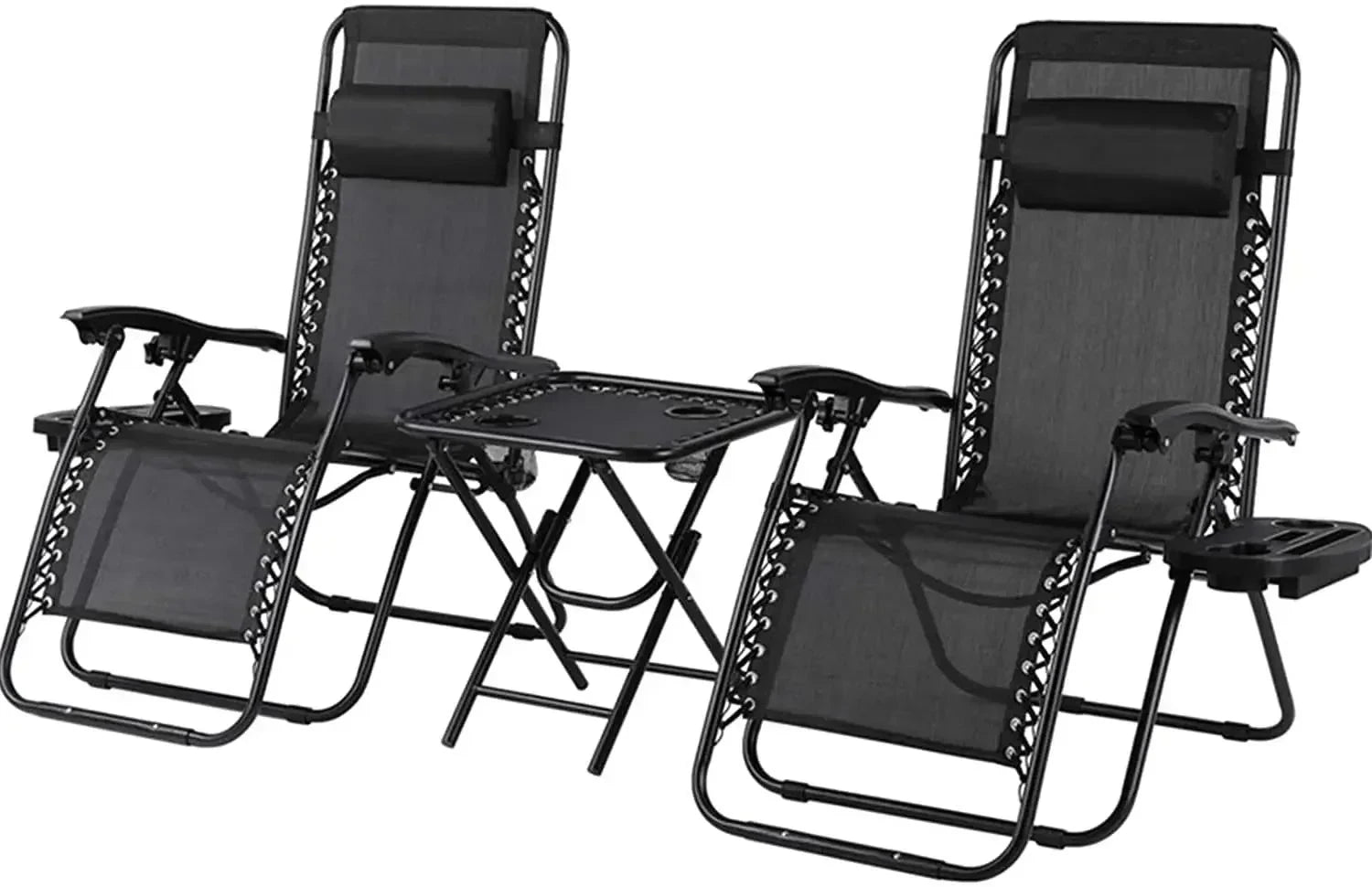 Homfa Garden Sun Lounger Set with Table Folding Adjustable Zero Gravity Recliner Chair Seat Indoor/Outdoor Manwatstore