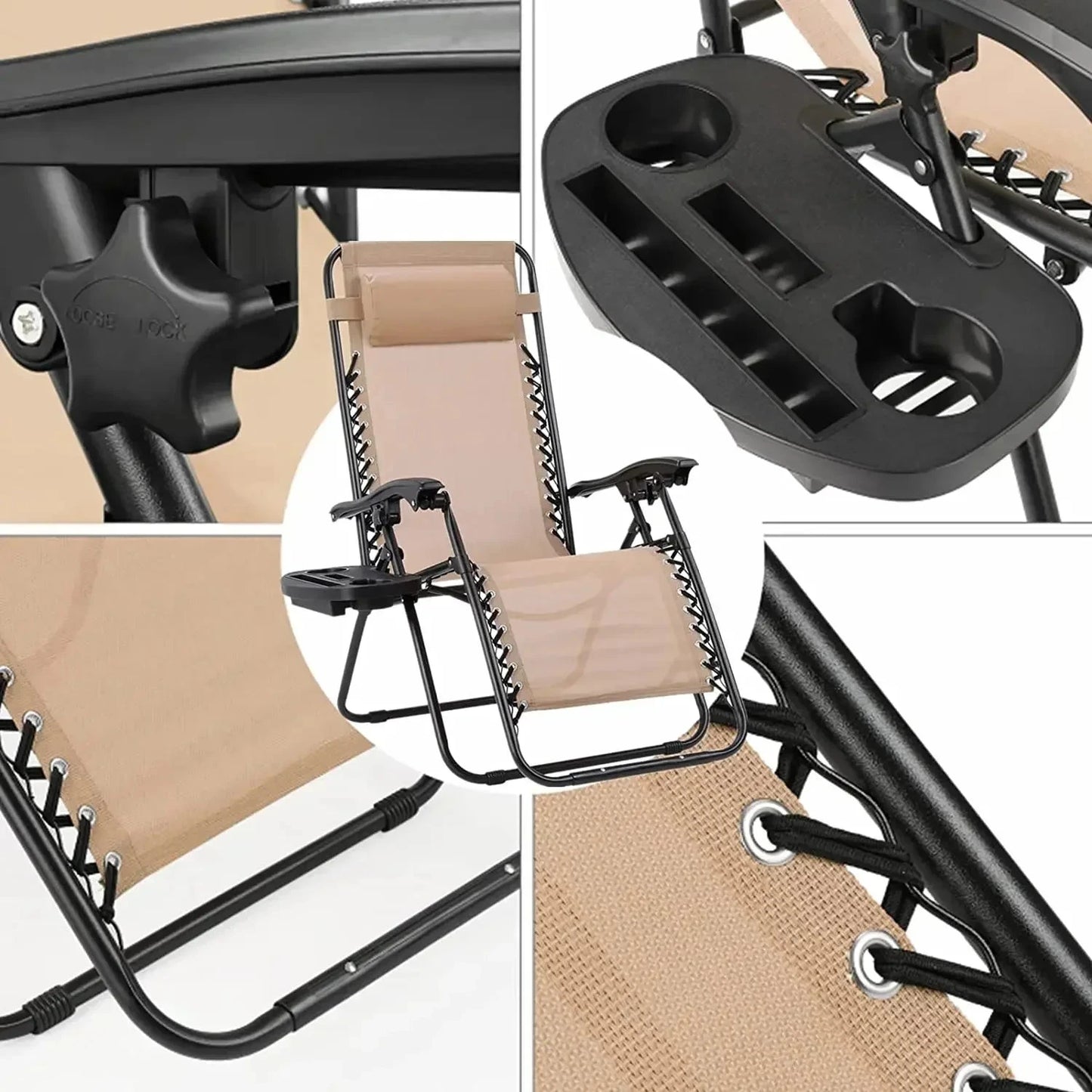 Homfa Garden Sun Lounger Set with Table Folding Adjustable Zero Gravity Recliner Chair Seat Indoor/Outdoor Manwatstore
