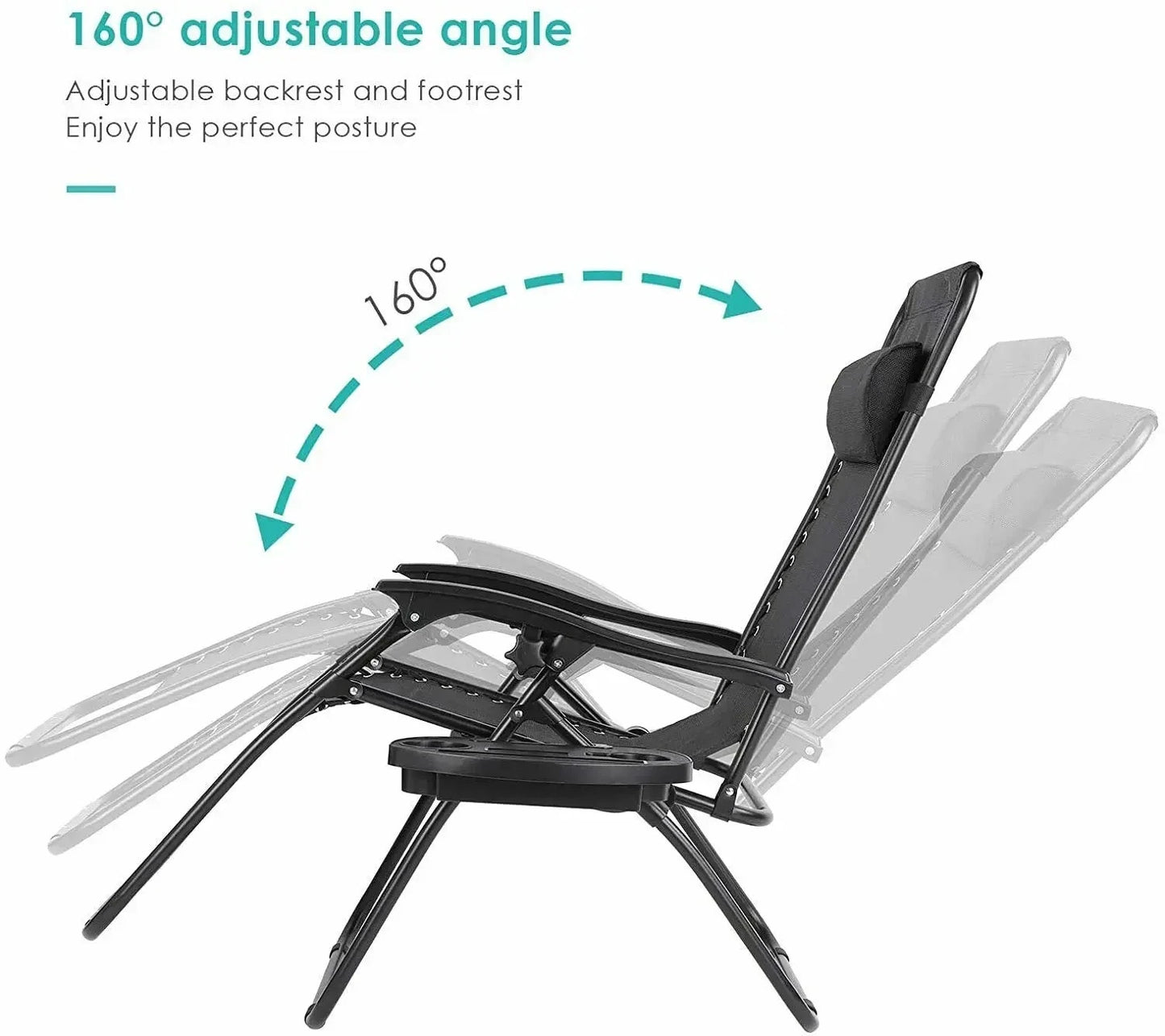 Homfa Garden Sun Lounger Set with Table Folding Adjustable Zero Gravity Recliner Chair Seat Indoor/Outdoor Manwatstore