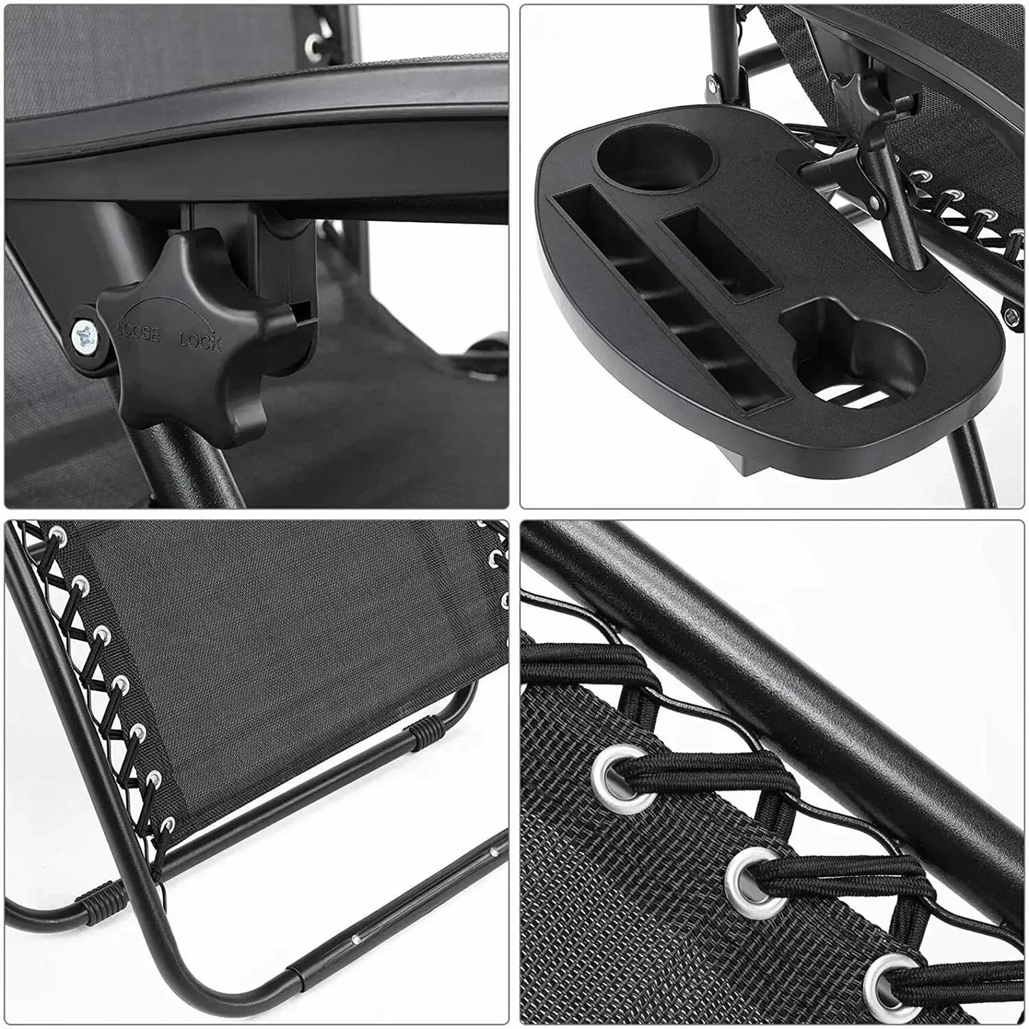 Homfa Garden Sun Lounger Set with Table Folding Adjustable Zero Gravity Recliner Chair Seat Indoor/Outdoor Manwatstore