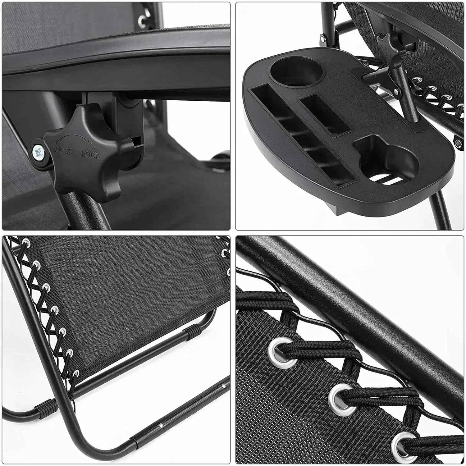Homfa Garden Sun Lounger Set with Table Folding Adjustable Zero Gravity Recliner Chair Seat Indoor/Outdoor Manwatstore