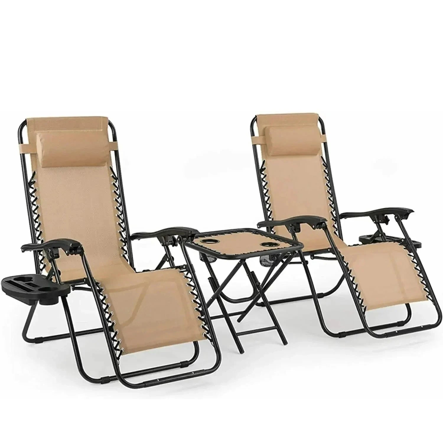 Homfa Garden Sun Lounger Set with Table Folding Adjustable Zero Gravity Recliner Chair Seat Indoor/Outdoor Manwatstore