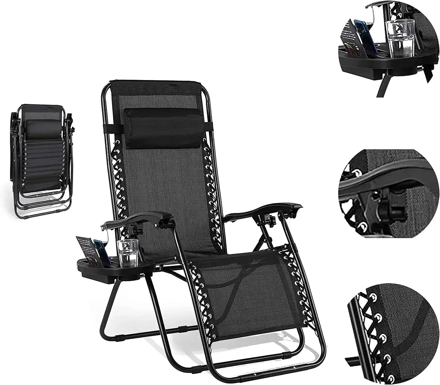 Homfa Garden Sun Lounger Set with Table Folding Adjustable Zero Gravity Recliner Chair Seat Indoor/Outdoor Manwatstore