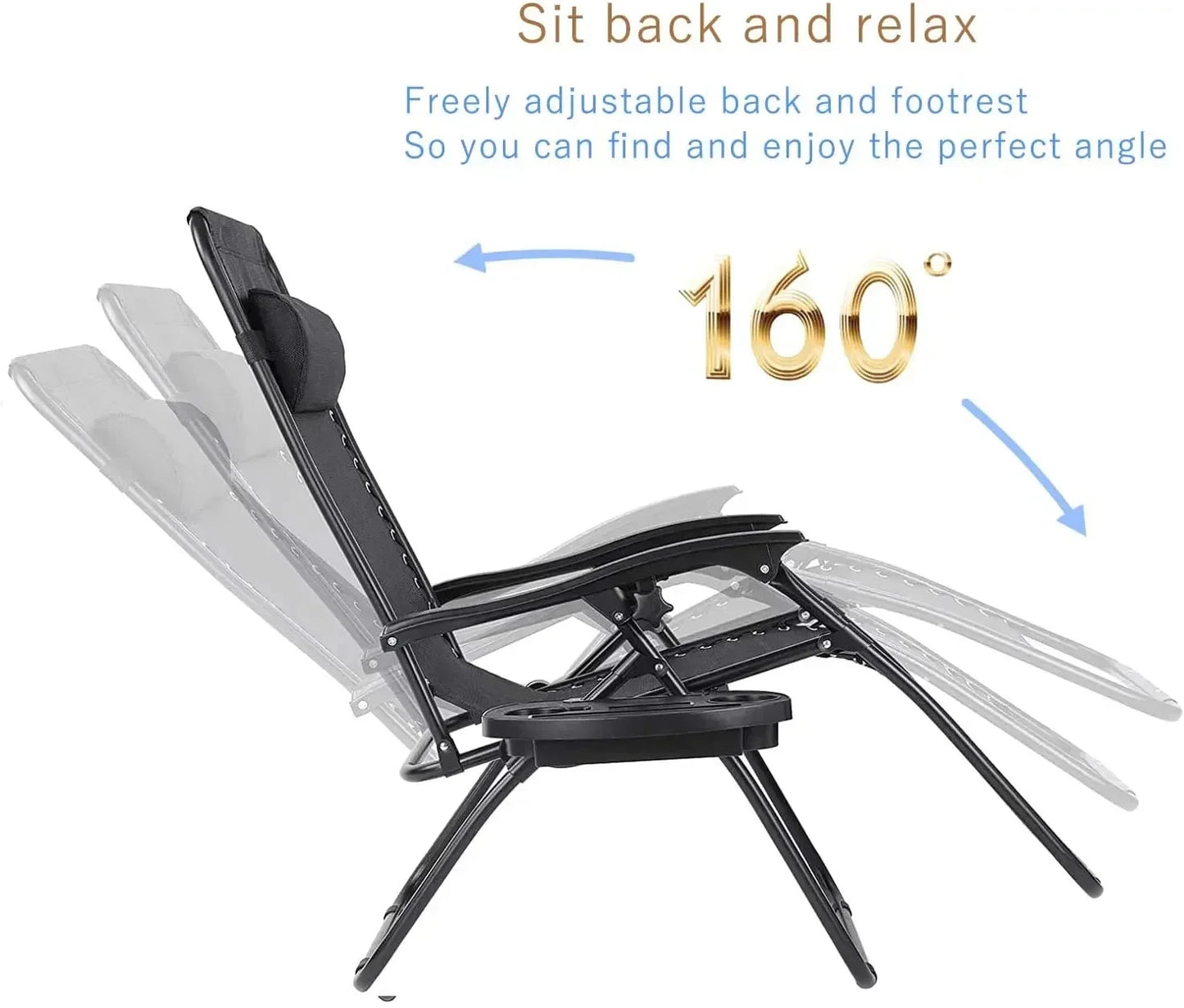 Homfa Garden Sun Lounger Set with Table Folding Adjustable Zero Gravity Recliner Chair Seat Indoor/Outdoor Manwatstore