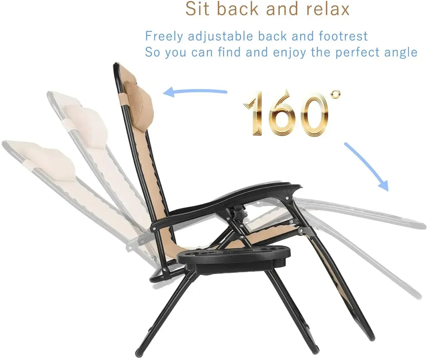 Homfa Garden Sun Lounger Set with Table Folding Adjustable Zero Gravity Recliner Chair Seat Indoor/Outdoor Manwatstore