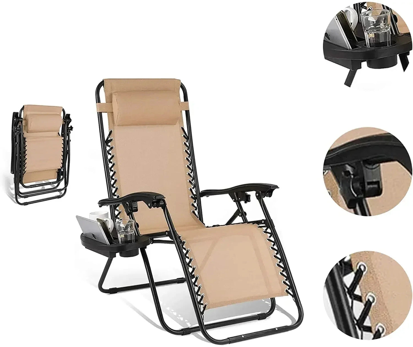Homfa Garden Sun Lounger Set with Table Folding Adjustable Zero Gravity Recliner Chair Seat Indoor/Outdoor Manwatstore