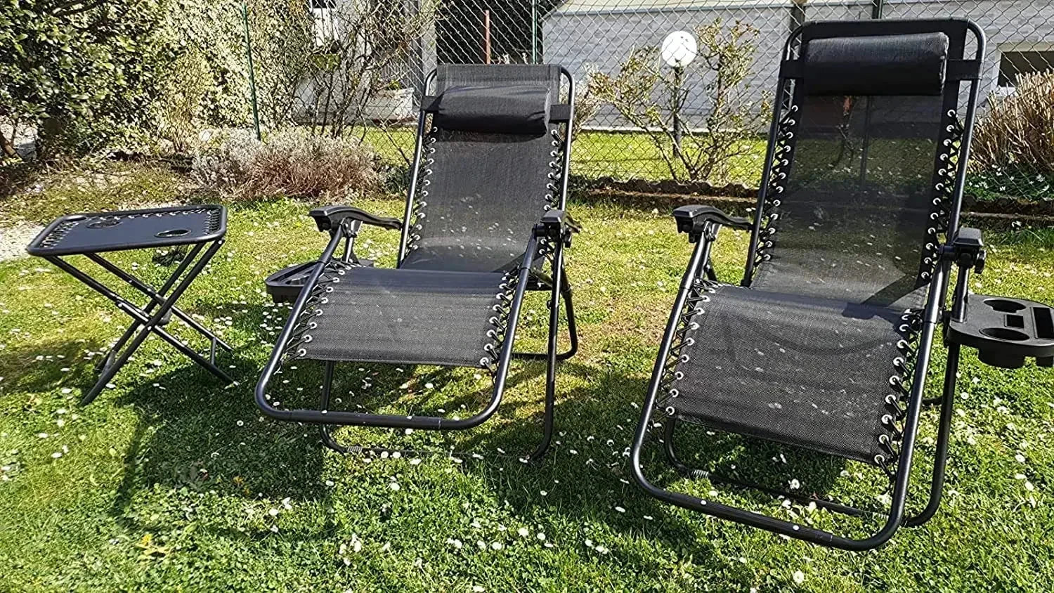 Homfa Garden Sun Lounger Set with Table Folding Adjustable Zero Gravity Recliner Chair Seat Indoor/Outdoor Manwatstore