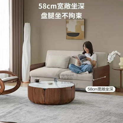 House Decoration Sofa Bed For 2 Person Wood Folding Sofa Full Size Frame Multifunctional Pull Out Hotel Furniture Living Room Manwatstore