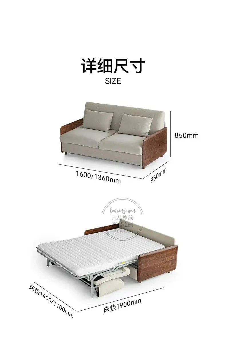 House Decoration Sofa Bed For 2 Person Wood Folding Sofa Full Size Frame Multifunctional Pull Out Hotel Furniture Living Room Manwatstore