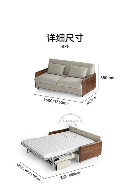 House Decoration Sofa Bed For 2 Person Wood Folding Sofa Full Size Frame Multifunctional Pull Out Hotel Furniture Living Room Manwatstore