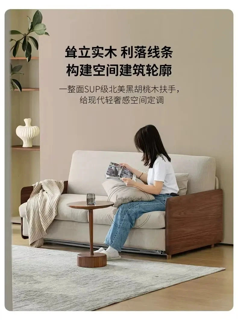 House Decoration Sofa Bed For 2 Person Wood Folding Sofa Full Size Frame Multifunctional Pull Out Hotel Furniture Living Room Manwatstore