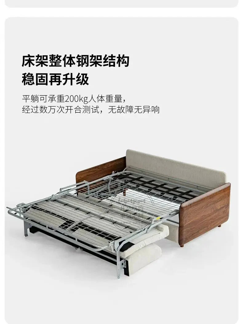 House Decoration Sofa Bed For 2 Person Wood Folding Sofa Full Size Frame Multifunctional Pull Out Hotel Furniture Living Room Manwatstore