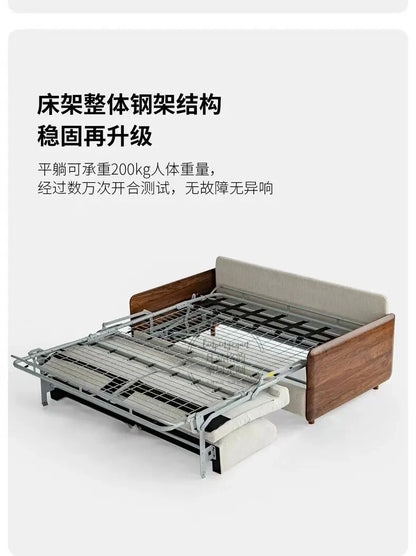House Decoration Sofa Bed For 2 Person Wood Folding Sofa Full Size Frame Multifunctional Pull Out Hotel Furniture Living Room Manwatstore