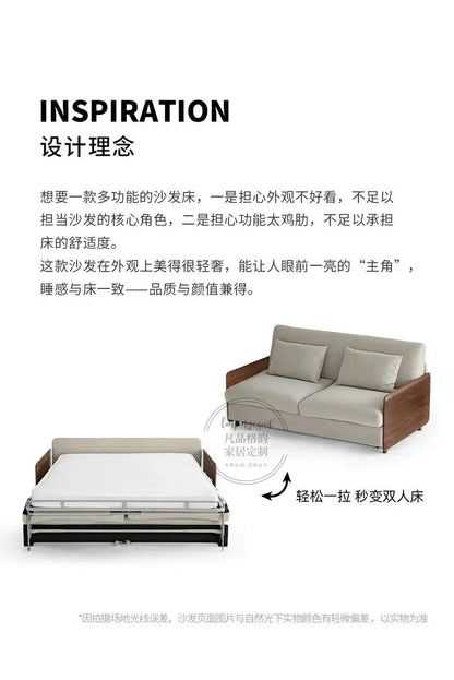 House Decoration Sofa Bed For 2 Person Wood Folding Sofa Full Size Frame Multifunctional Pull Out Hotel Furniture Living Room Manwatstore