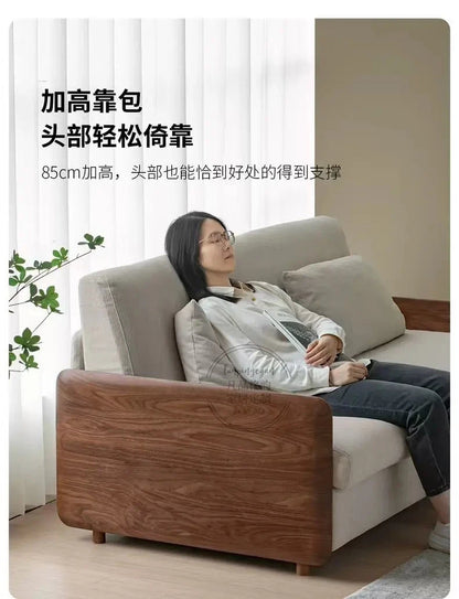 House Decoration Sofa Bed For 2 Person Wood Folding Sofa Full Size Frame Multifunctional Pull Out Hotel Furniture Living Room Manwatstore
