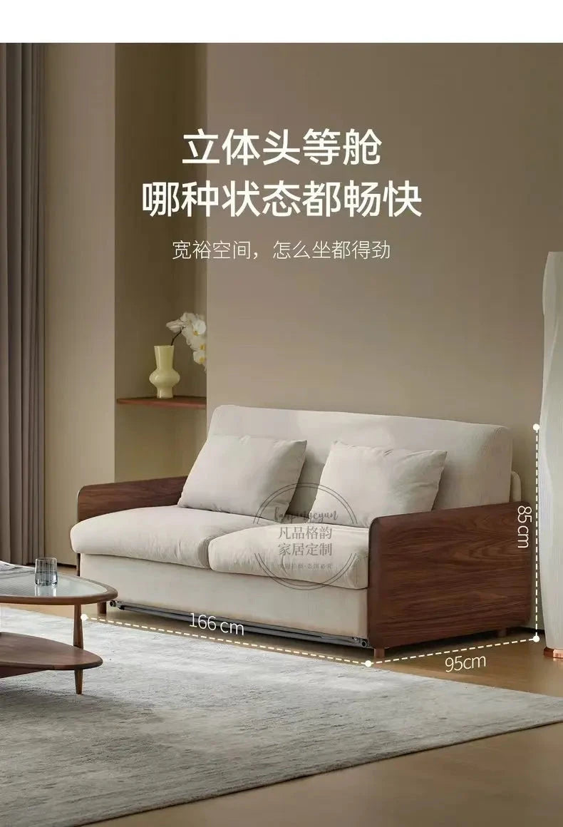 House Decoration Sofa Bed For 2 Person Wood Folding Sofa Full Size Frame Multifunctional Pull Out Hotel Furniture Living Room Manwatstore