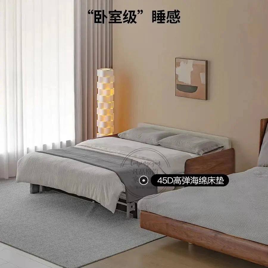 House Decoration Sofa Bed For 2 Person Wood Folding Sofa Full Size Frame Multifunctional Pull Out Hotel Furniture Living Room Manwatstore