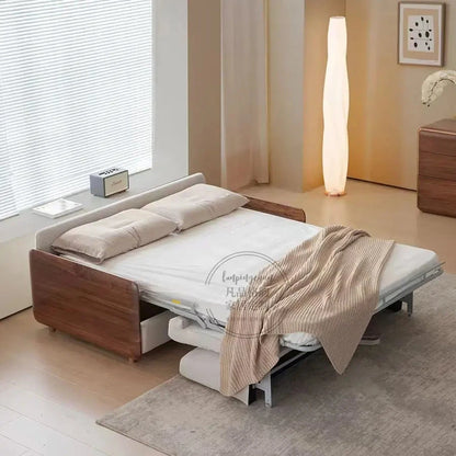 House Decoration Sofa Bed For 2 Person Wood Folding Sofa Full Size Frame Multifunctional Pull Out Hotel Furniture Living Room Manwatstore