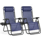 JHK Zero Gravity Set of 2 Portable Recliner Camping Patio Outdoor Garden Lounge Chair with Cup Holder Trays Adjustable Pillow Manwatstore
